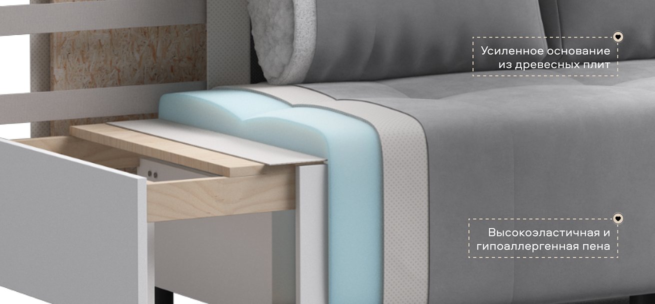 Диван Бостон Мини велюр Монолит сталь