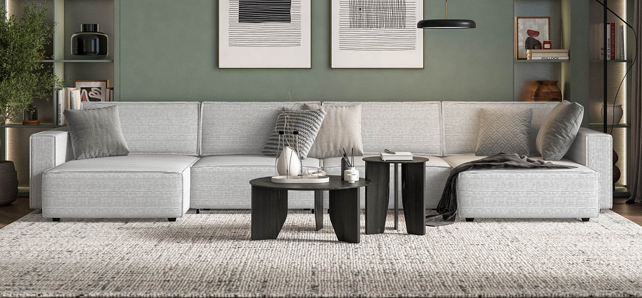 П-образный диван Босс Софт Модуль Вельвет Корд серый