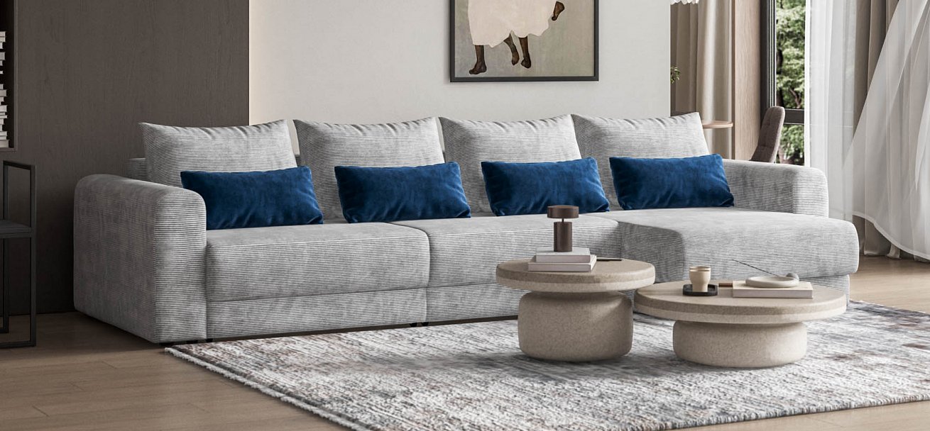 Модульный угловой диван Ричмонд Модуль Макс Вельвет Корд серый