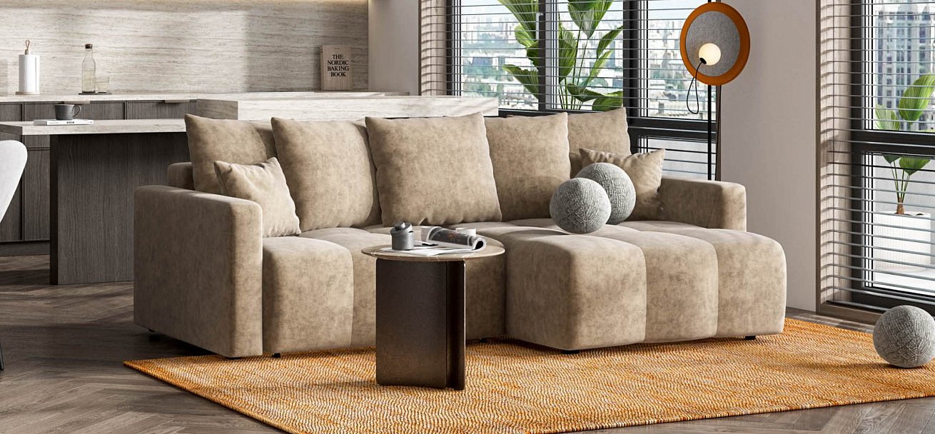 Угловой диван Босс Тренд велюр Роял тауп