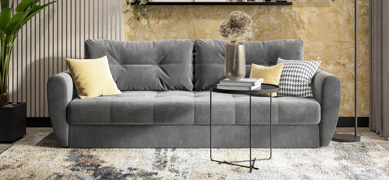 Диван Престон велюр Монолит серый