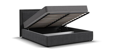 Фрея Кровать+ПМ 160*200 велюр Монолит серый 3