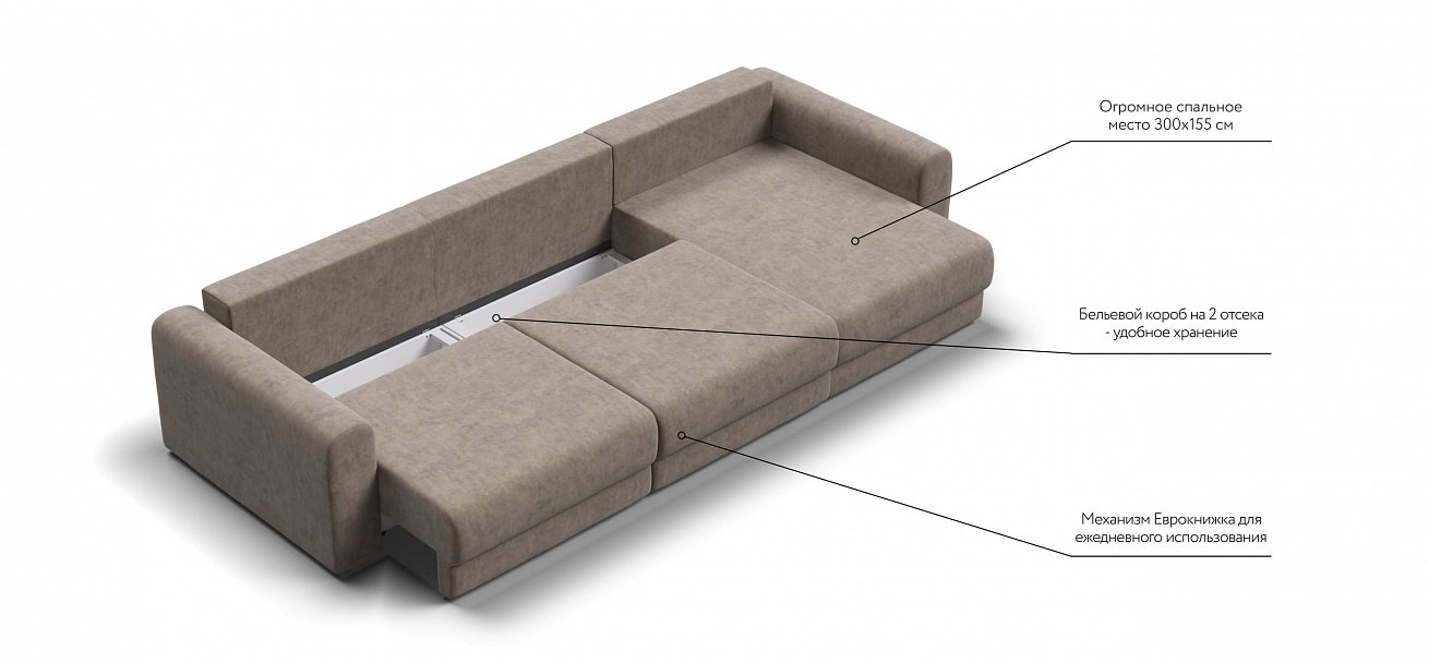 Модульный угловой диван Ричмонд Модуль Макс велюр Роял тауп