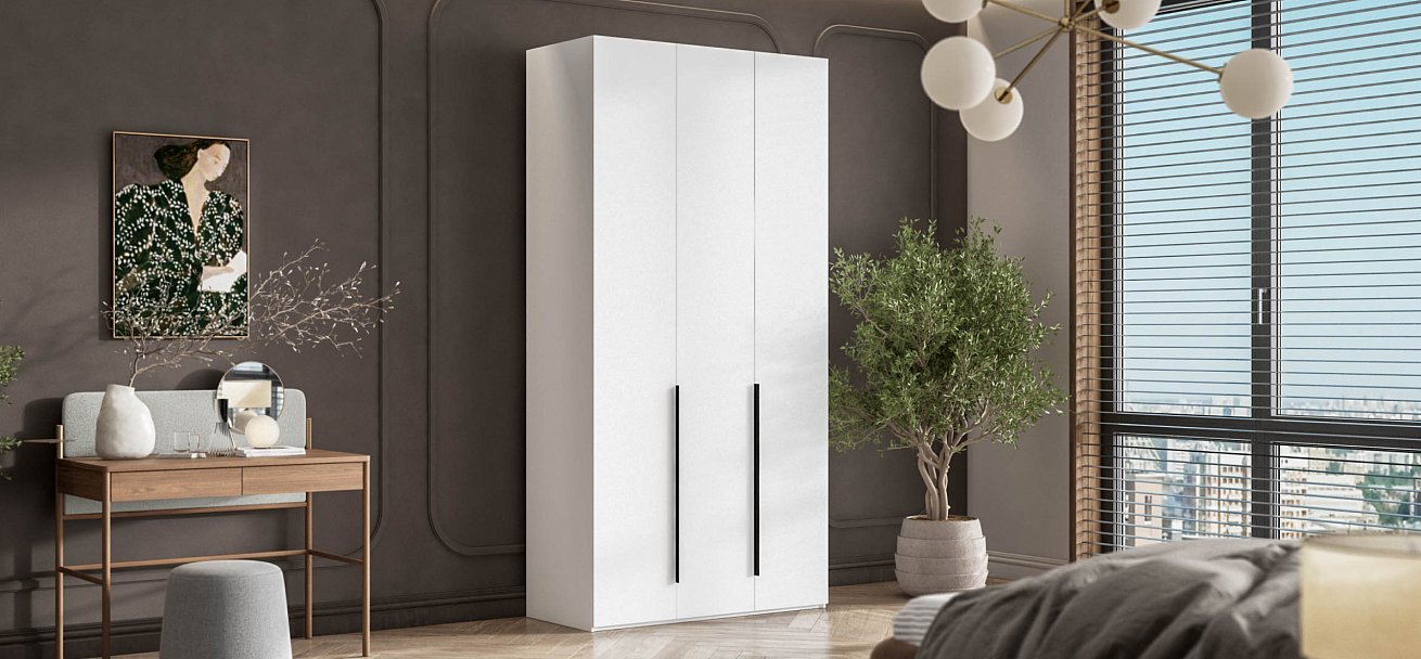 Босс Стандарт 120*236 шкаф распашной 3Д+ящики Белый