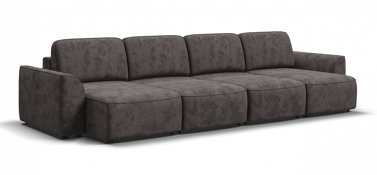 П-образный диван Кинг Модуль велюр Алькантара серый