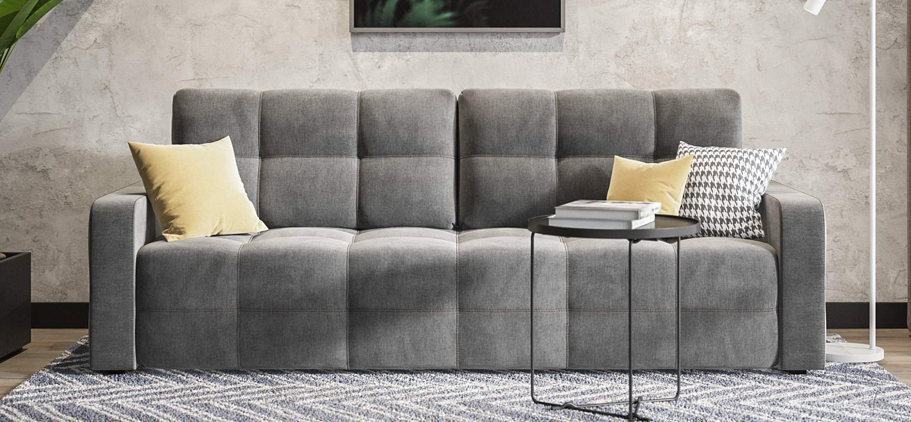 Диван Денди велюр Монолит серый