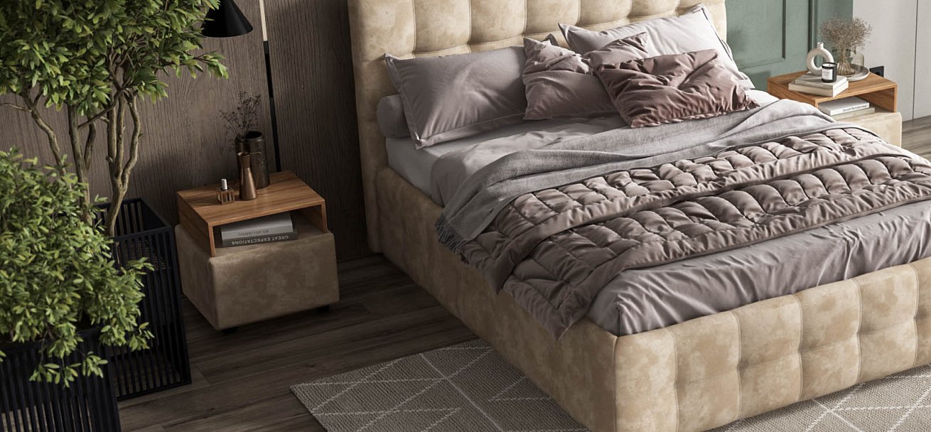 Тумба Босс велюр Алькантара пепел, Орех селект