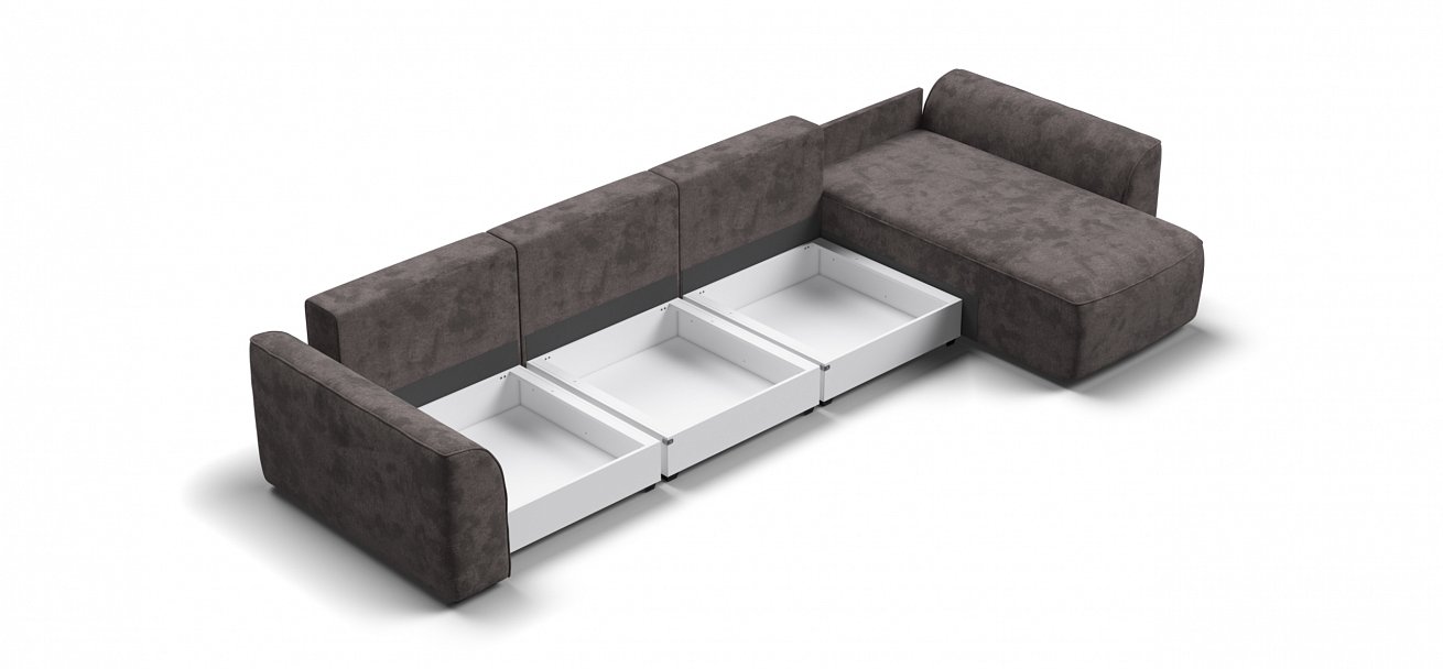 Угловой диван Кинг Модуль Макс велюр Алькантара серый