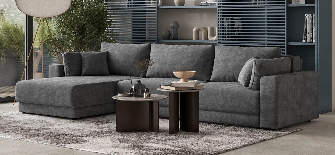 Угловой диван Босс Прайм Макс Шенилл Клауд графит