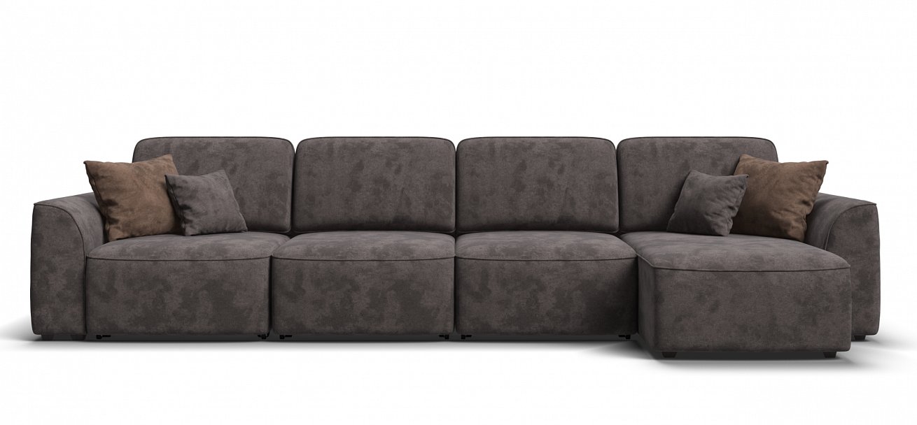 Угловой диван Кинг Модуль Макс велюр Алькантара серый