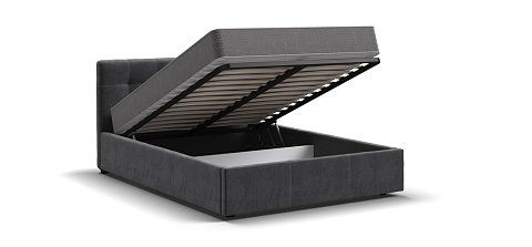 Белла Кровать + ПМ 140*200 велюр Монолит серый 2