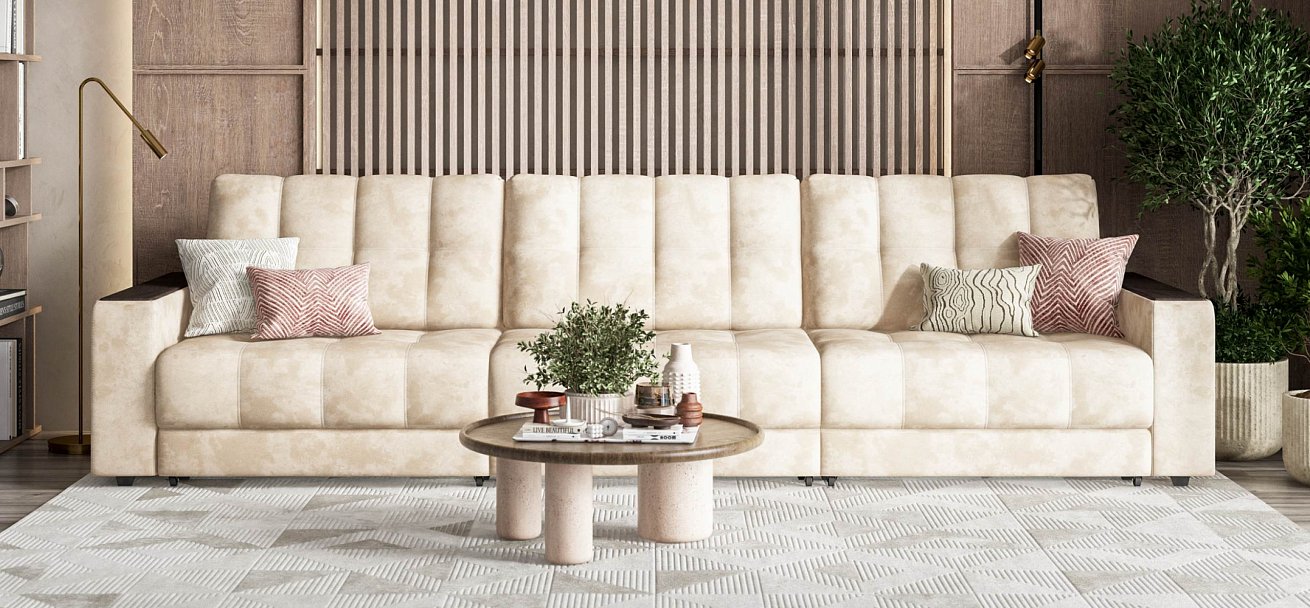 Диван Босс Гранд велюр Алькантара пепел