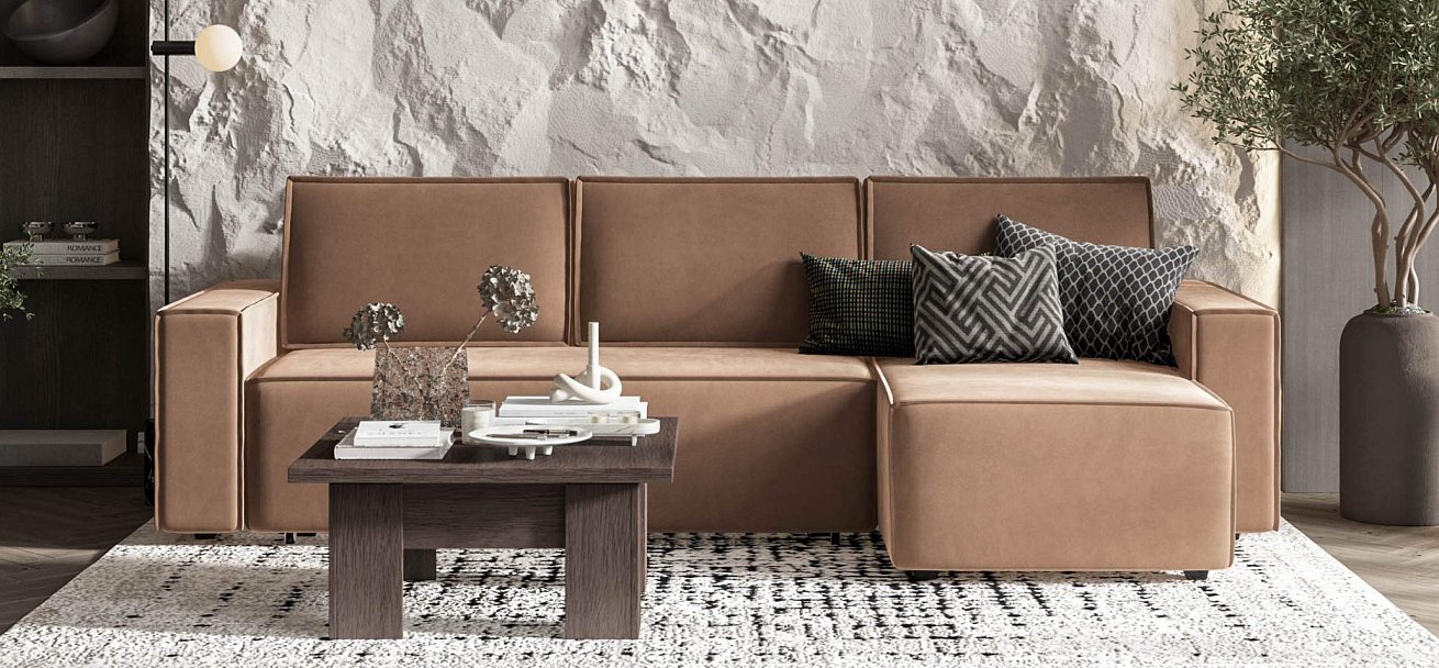 Угловой диван Норд велюр Монолит мокко