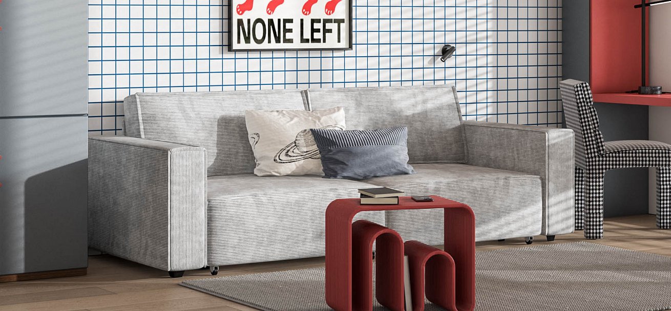 Диван Босс Софт Модуль Вельвет Корд серый