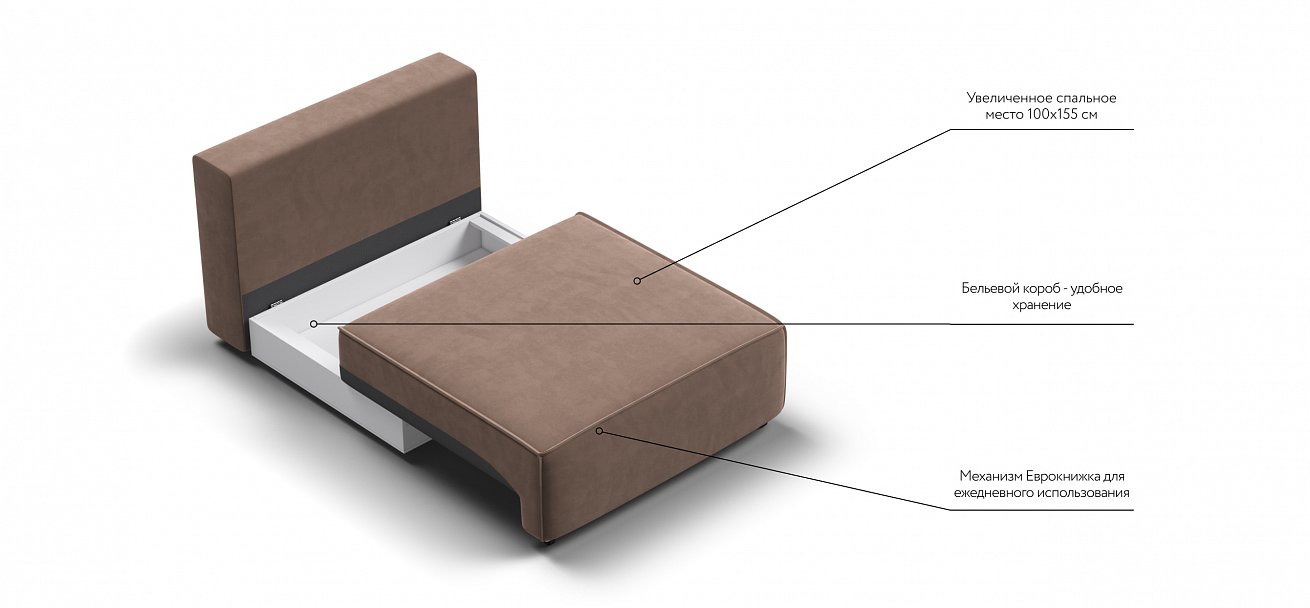 Босс Софт Модуль спальное место велюр Монолит мокко