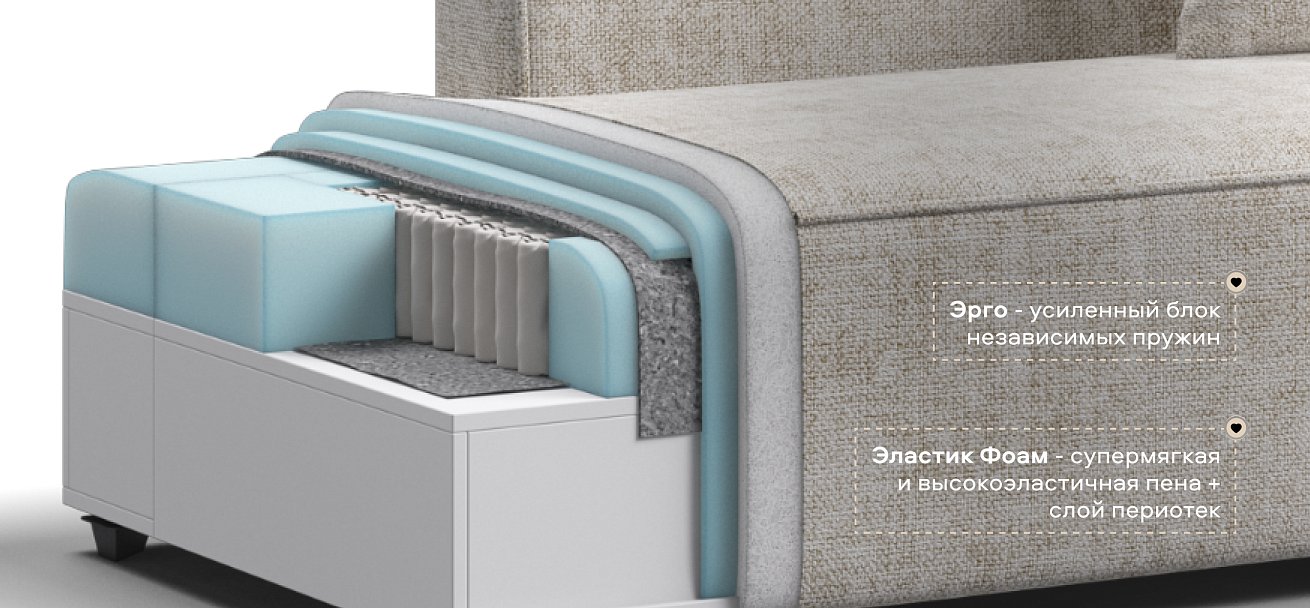 Угловой диван левый Кинг Твин Шенилл Смарт кварц