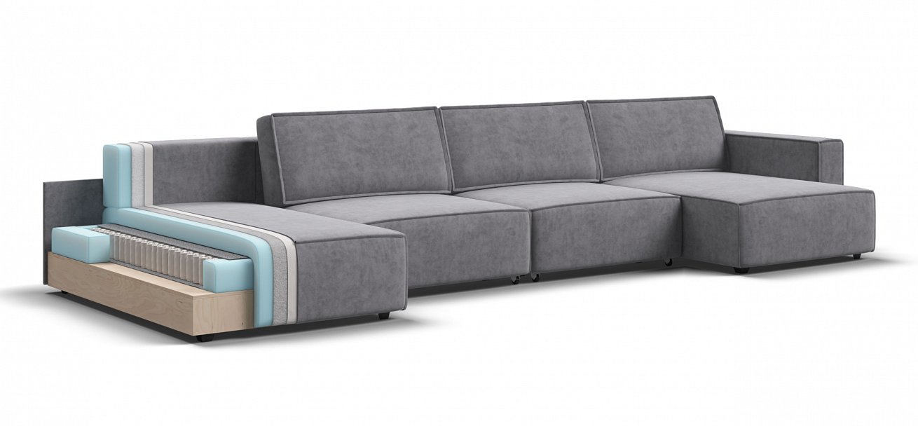 П-образный диван Босс Софт Модуль велюр Роял агат