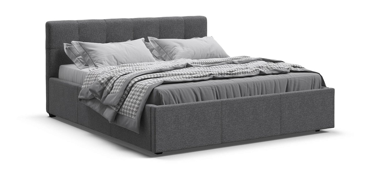 Белла Кровать+ПМ 160*200 Рогожка Мальмо серый