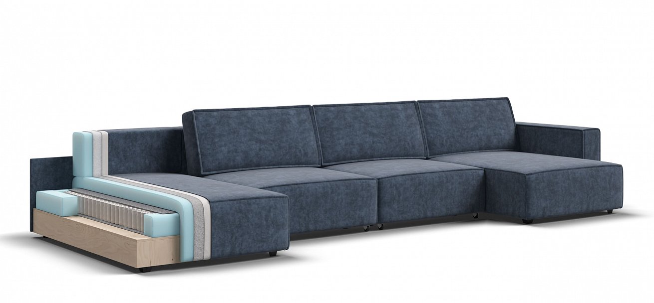 П-образный диван Босс Софт Модуль велюр Роял синий