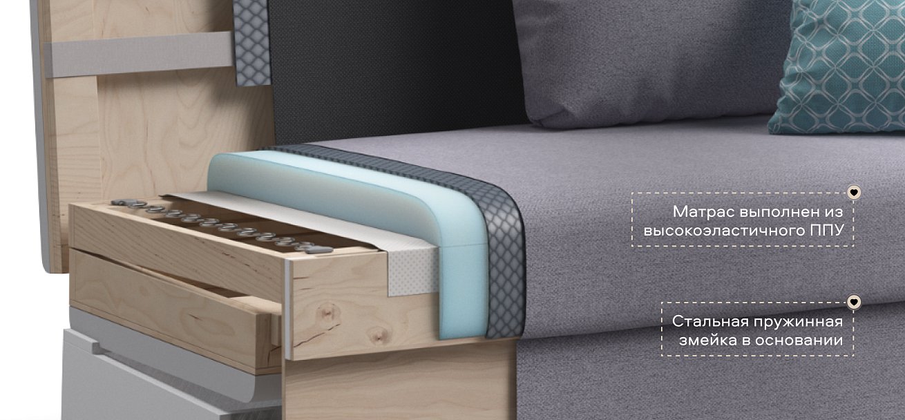 Диван Атланта двухместный Рогожка Мальмо платина