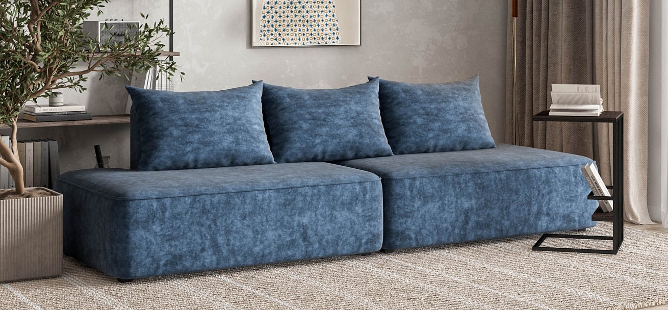 Диван Кинг Твин велюр Роял синий