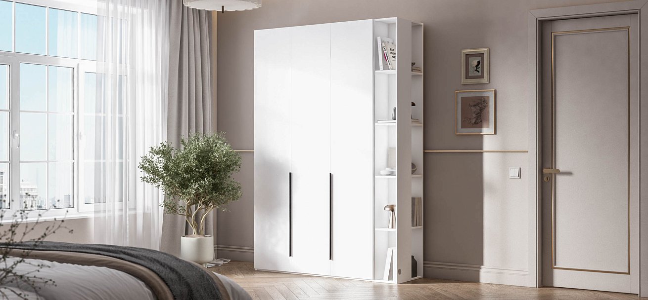 Босс Стандарт 135*236 шкаф распашной 3Д+ящики Белый