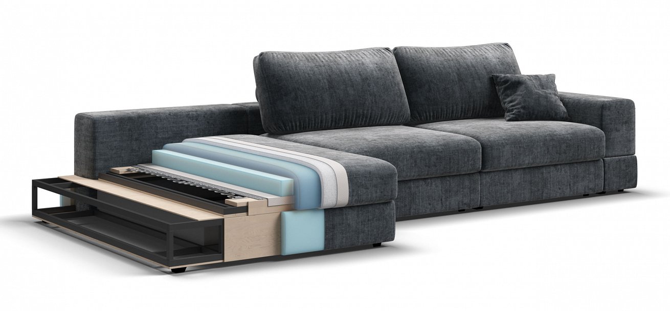 Угловой диван-кровать Босс Модуль ХЛ Шенилл Глосс карбон