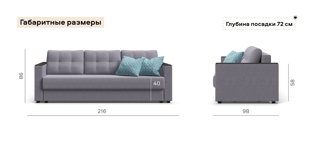 Диван Атланта Рогожка Мальмо платина