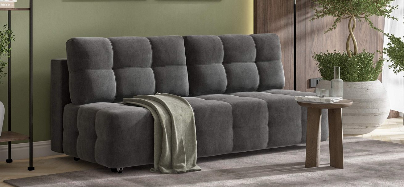 Диван Денди Мини велюр Монолит серый