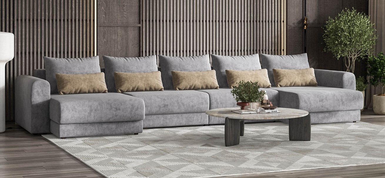 Модульный п-образный диван Ричмонд Модуль велюр Роял агат