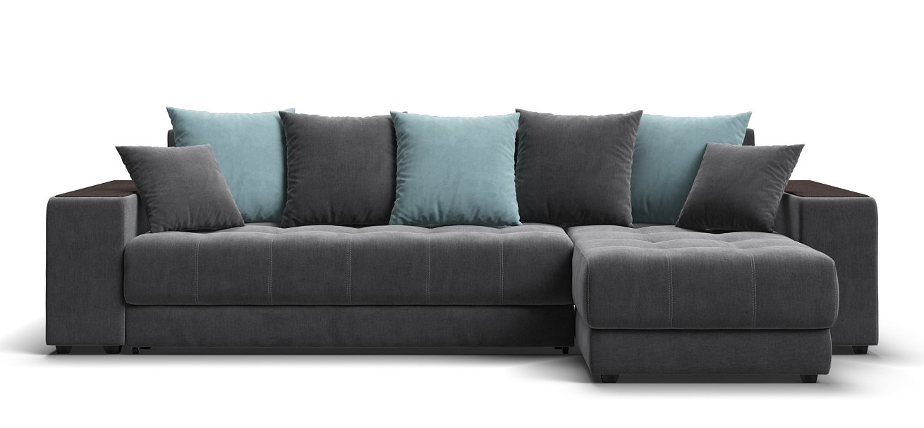 Угловой диван Дубай велюр Монолит серый, велюр Монолит аква