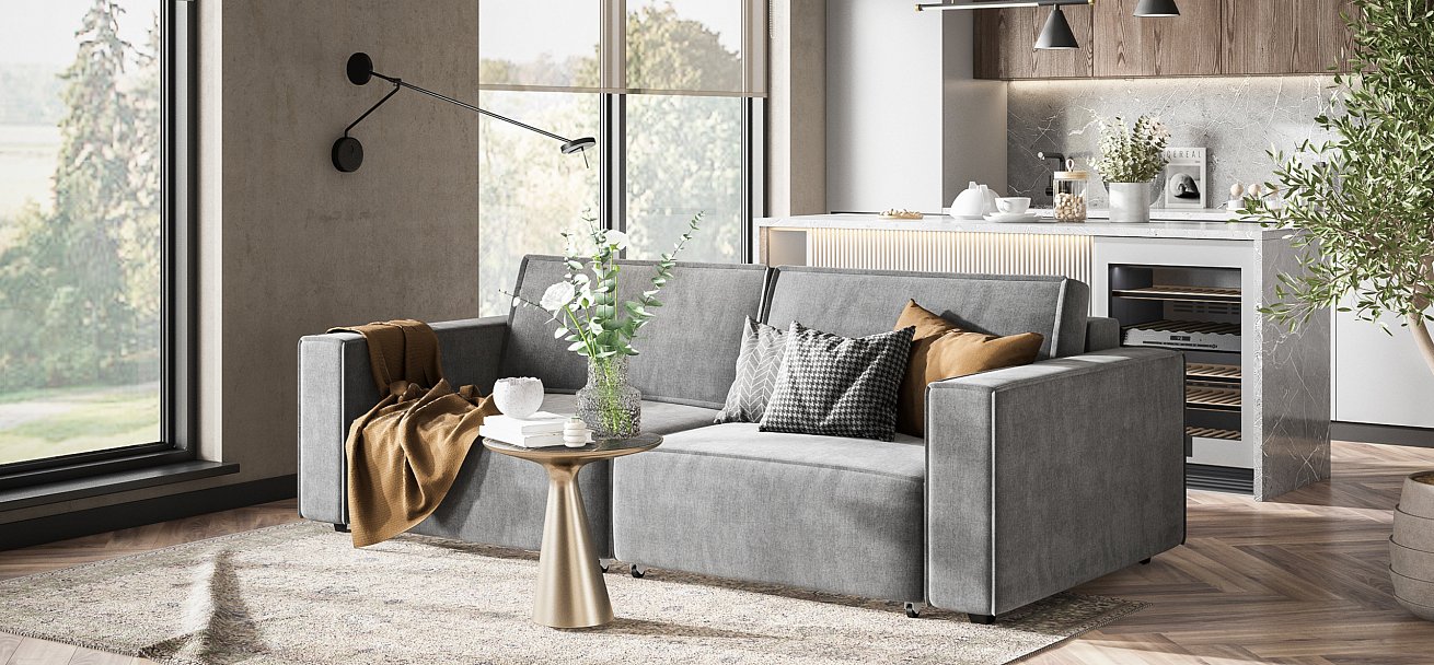 Диван Босс Софт Модуль велюр Монолит серый