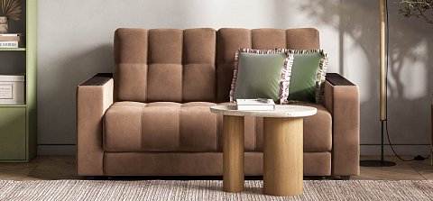 Диван Босс двухместный велюр Монолит мокко 2