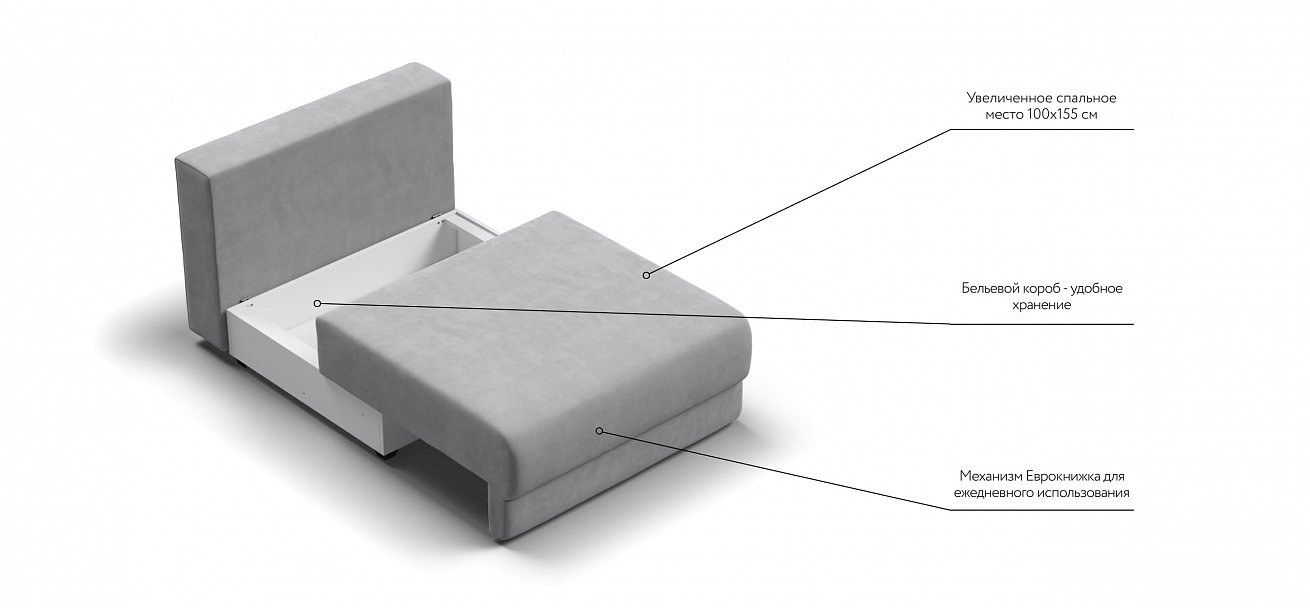 Ричмонд Модуль спальное место велюр Монолит сталь