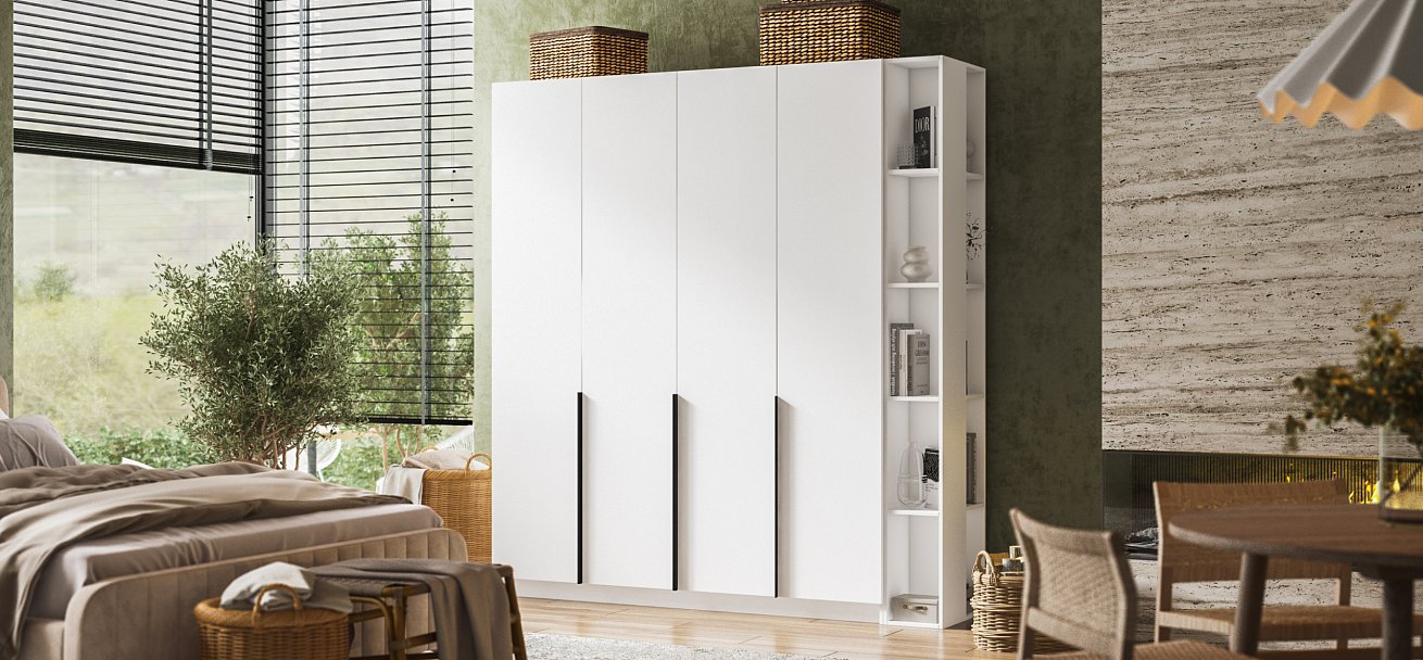 Рим 180 шкаф распашной 4Д+ящики 01 Белый