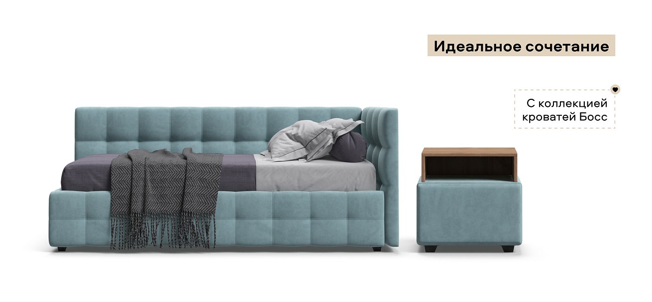 Тумба Босс велюр Монолит аква, Орех селект