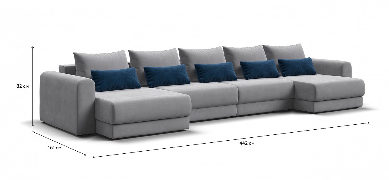 Модульный п-образный диван Ричмонд Модуль велюр Монолит сталь