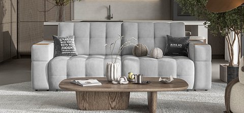 Диван Босс ХО велюр Монолит сталь / Дымчатый Крафт 2