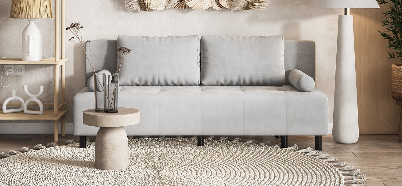 Диван Бостон Мини велюр Монолит сталь