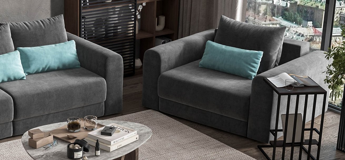 Кресло Ричмонд Модуль велюр Монолит серый