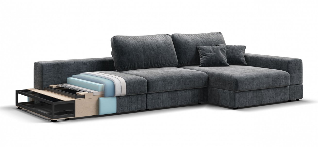 Угловой диван-кровать Босс Модуль ХЛ Шенилл Глосс карбон