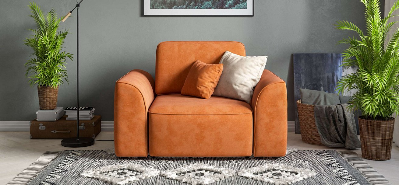 Кресло Кинг Модуль велюр Алькантара оранж