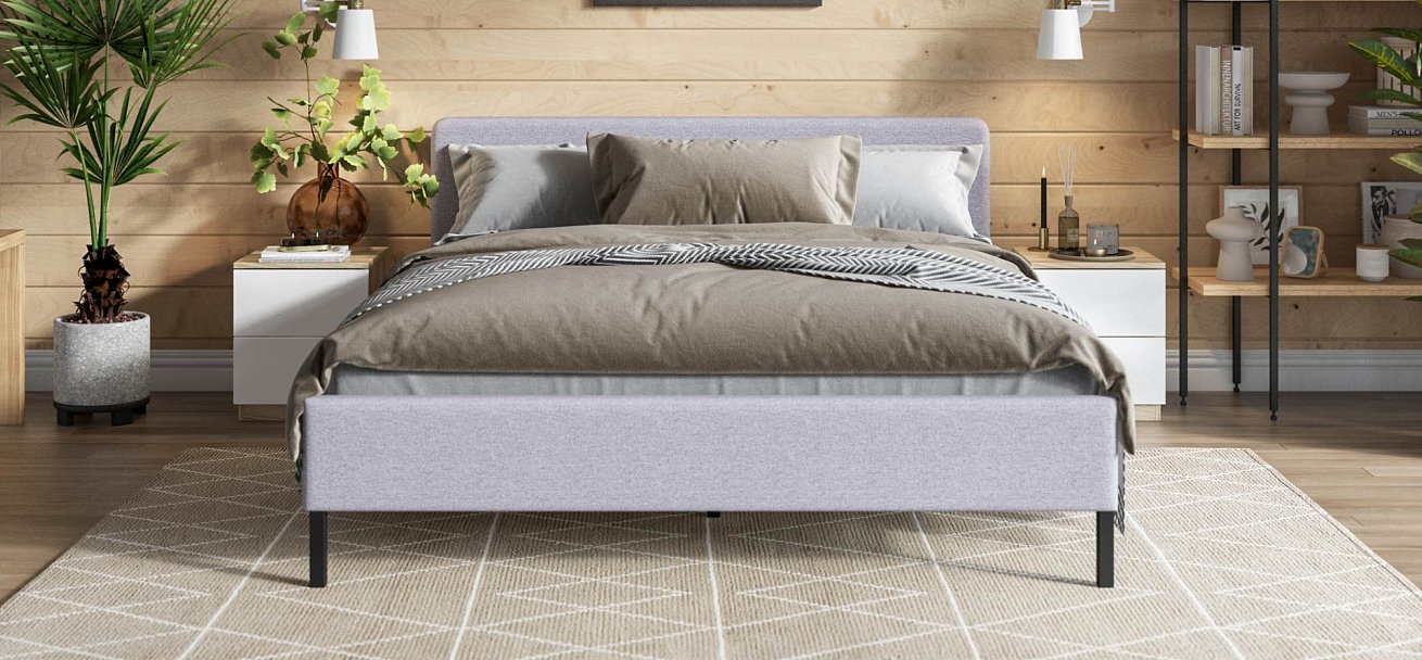 Уна Кровать 160*200Рогожка Мальмо платина, Чёрный