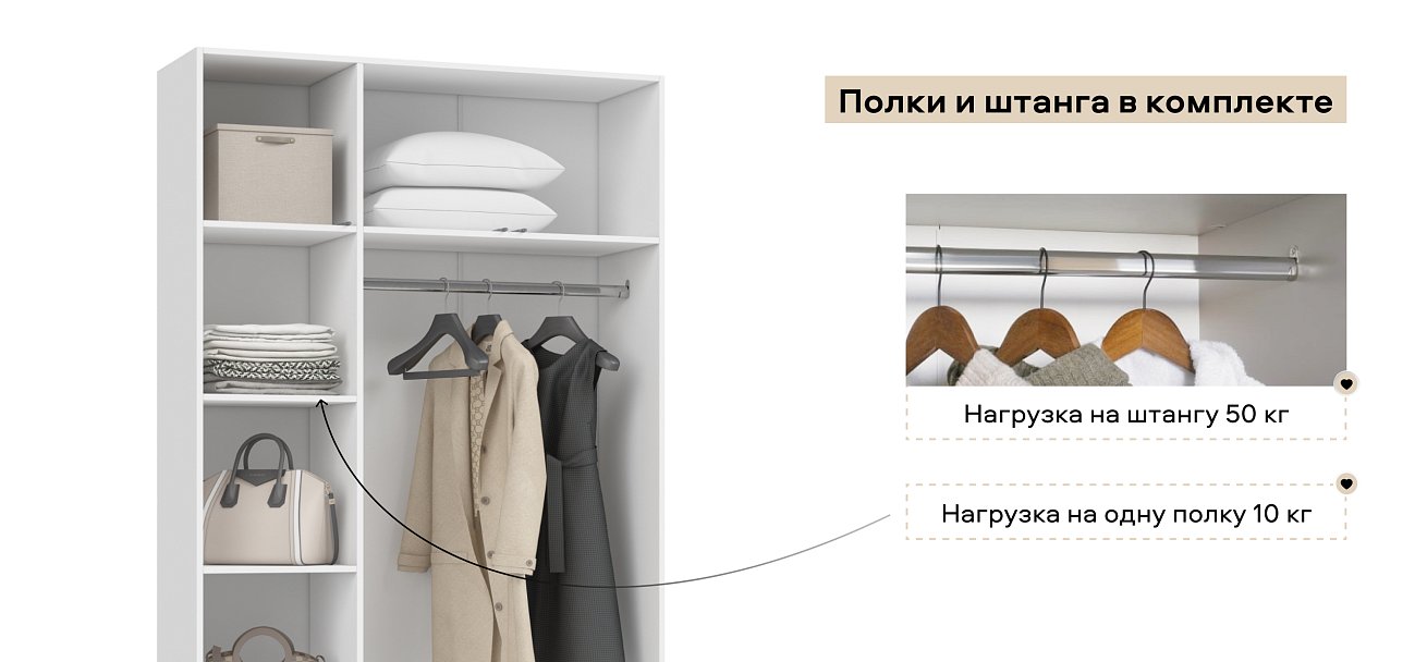 Идея 120 шкаф распашной 3Д Белый