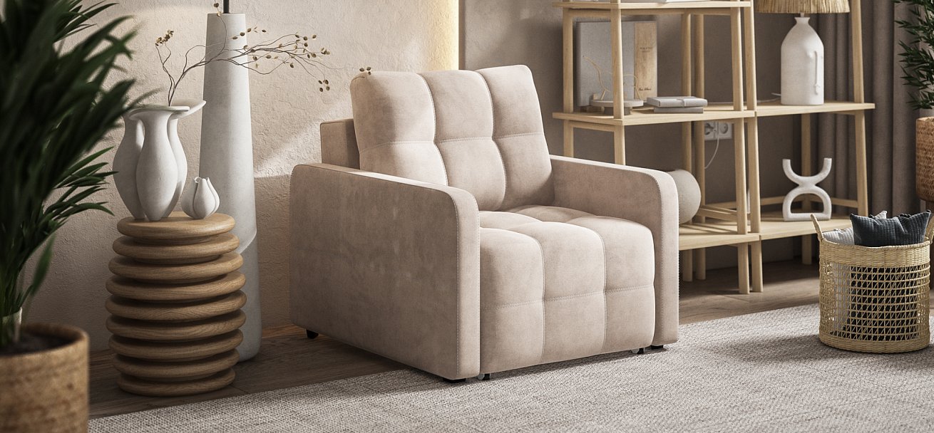 Кресло-кровать Денди Слим велюр Монолит латте