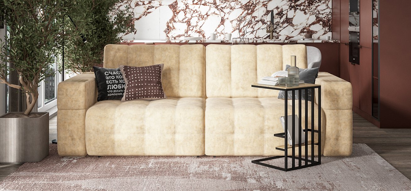 Диван Босс ХО велюр Роял шампань / Снежная Сонома