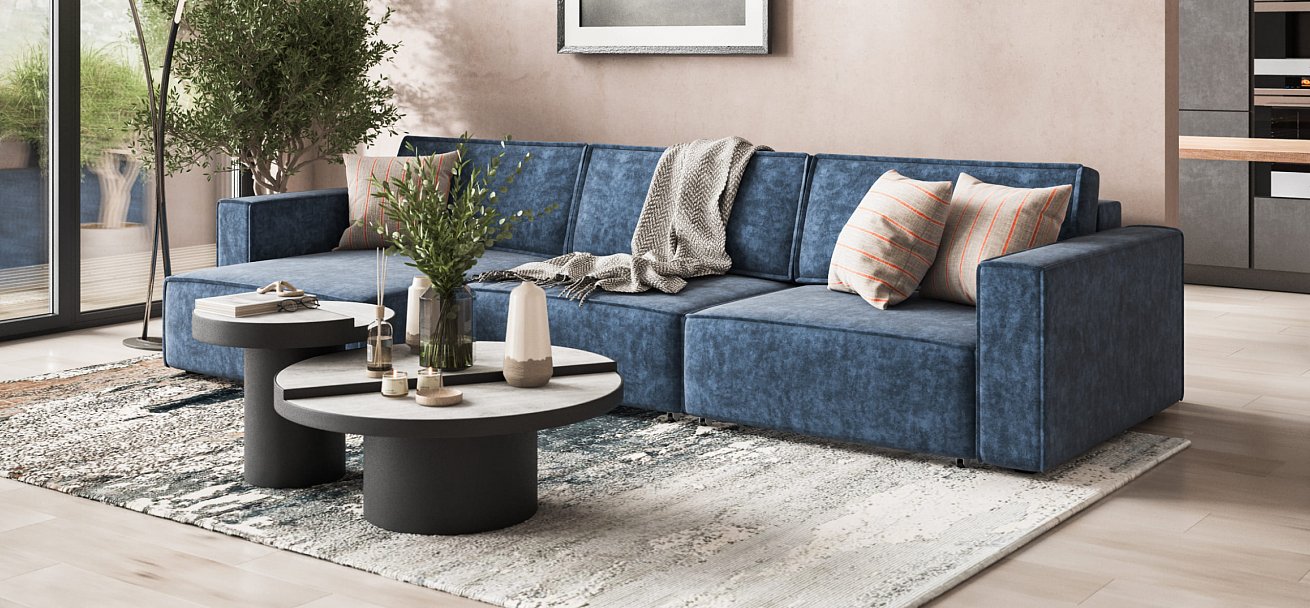 Угловой диван Босс Софт Модуль Макс велюр Роял синий