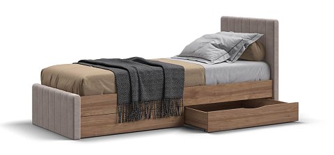 Лофт Мини Кровать 90*200	велюр Монолит латте, Орех селект 3