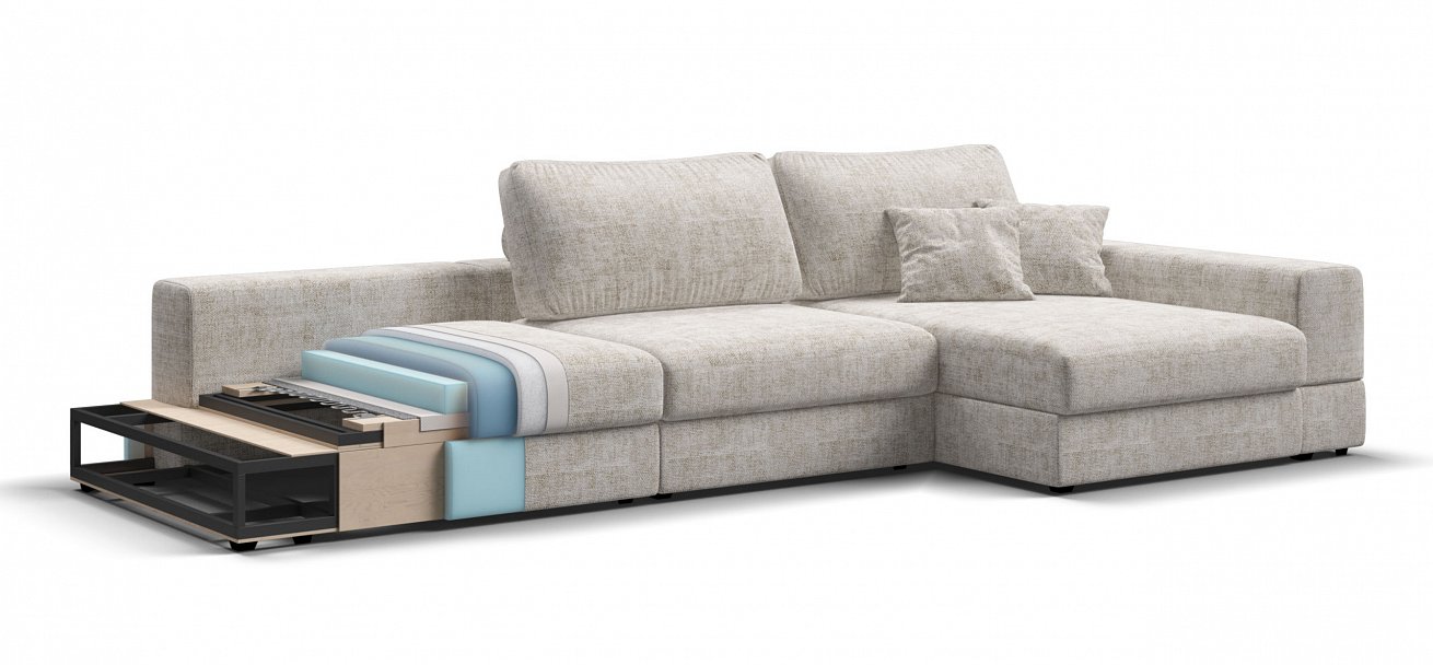 Угловой диван-кровать Босс Модуль ХЛ Шенилл Смарт кварц