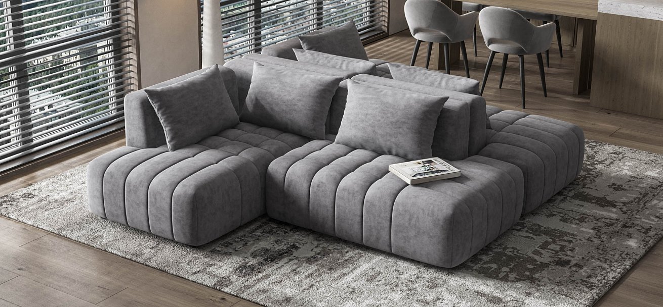 Угловой диван левый Босс Твин велюр Роял агат